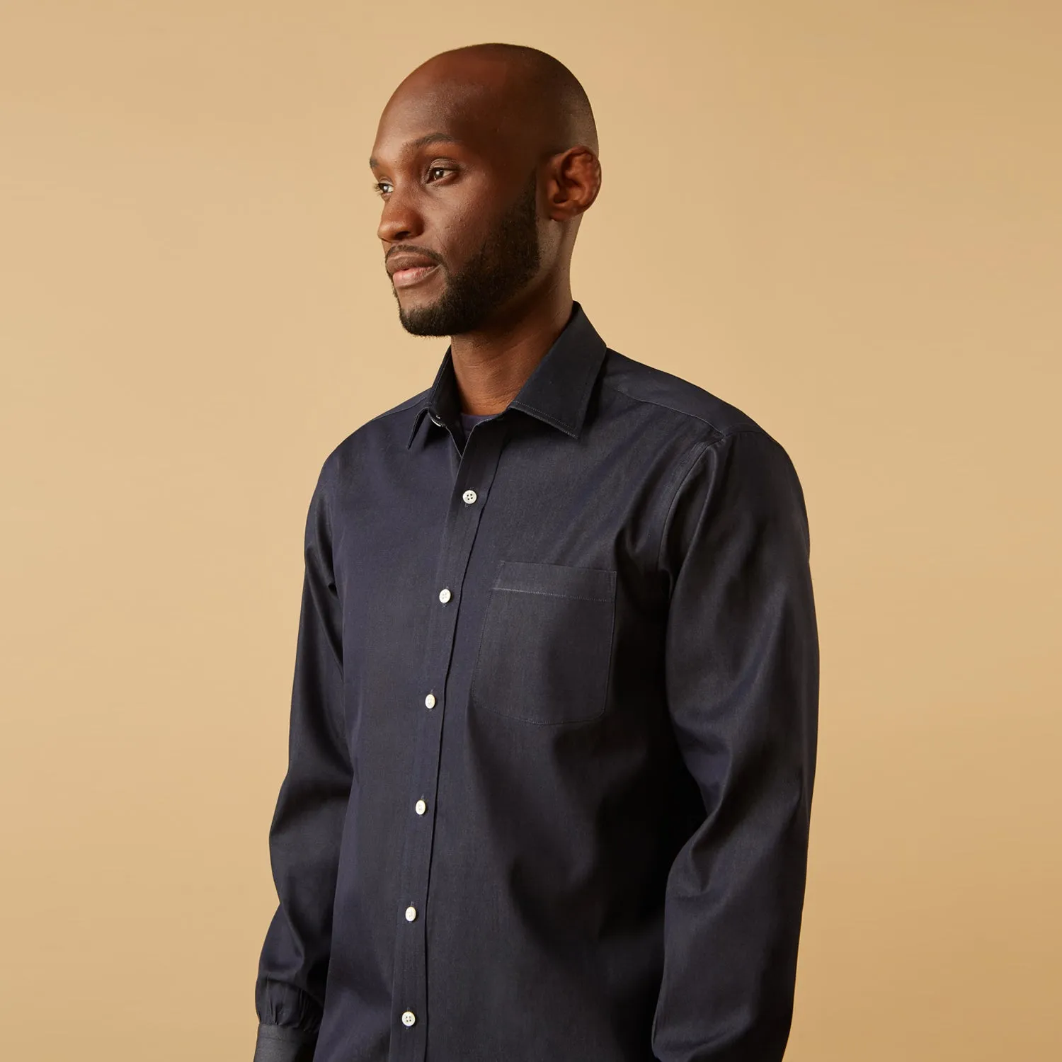 Blue Weekend Fit Finch Shirt With Derby Collar And Chest Pocket